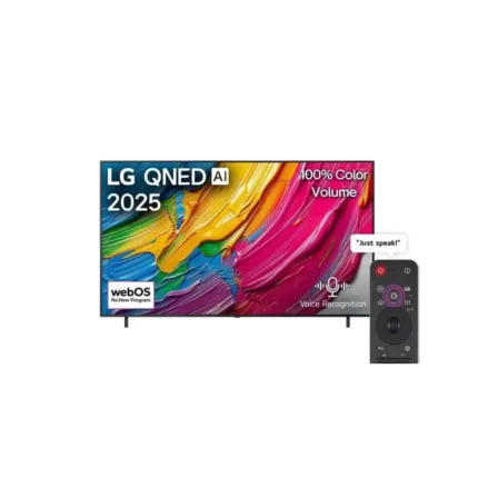شاشة تلفزيون سمارت ال جى AI QNED80 مقاس55 بوصه QNED، بدقة 4K UHD، بريسيفر داخلي - 55QNED80A6A